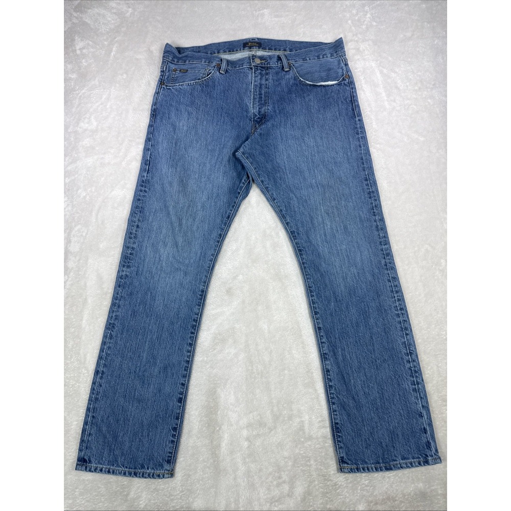 Polo Ralph Lauren Varick Slim Straight Blue Mens Jeans Size 35X30 Med Wash